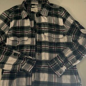 American Eagle Outfitters Green and White Plaid Shirt